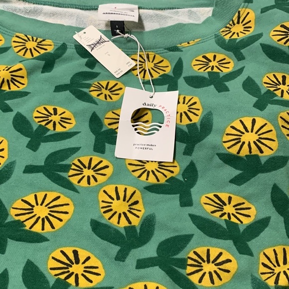 Anthropologie Marcello Velho Sunflower Floral Crop Sweater Pullover size sm new - Picture 4 of 4